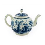 A Lowestoft Porcelain Large Teapot or Punch Pot and Cover, circa 1765-70, of globular form with