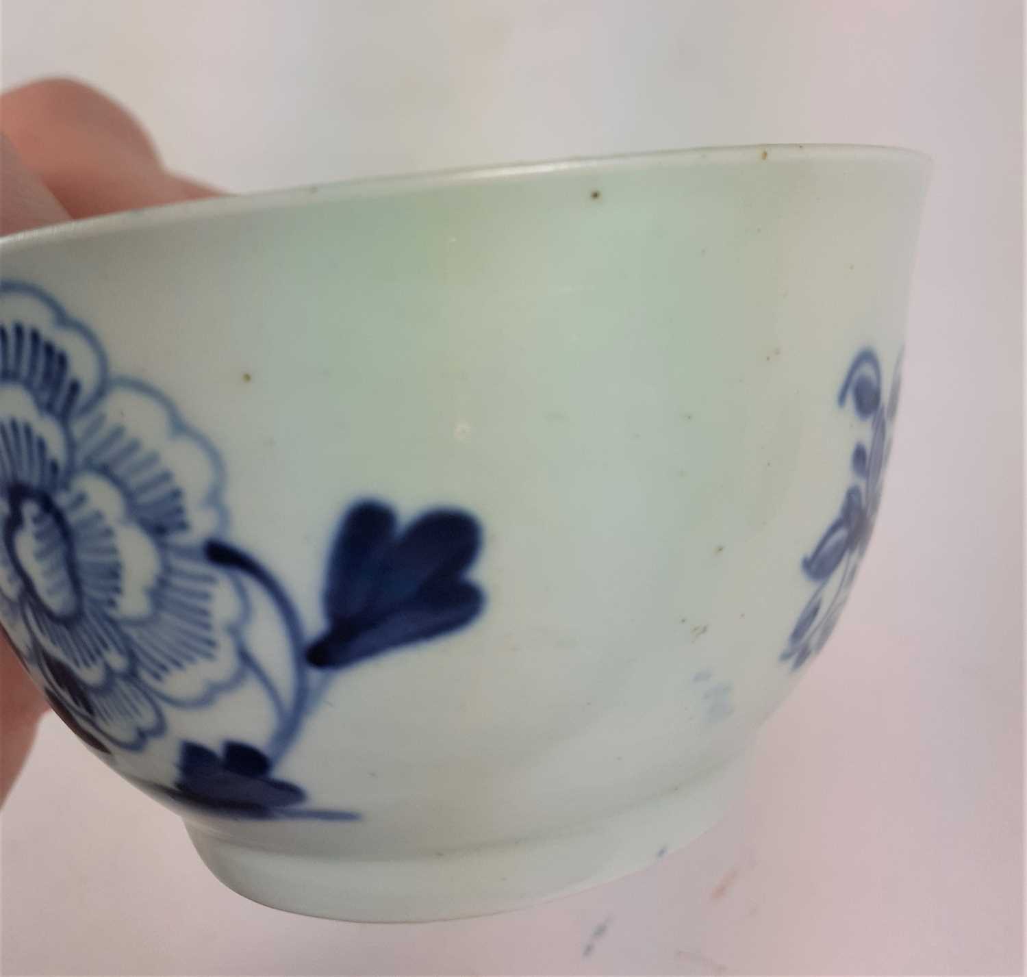 A Richard Chaffers Liverpool Porcelain Tea Bowl and Saucer, circa 1760, painted in underglaze blue - Image 11 of 11