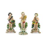 A Pair of Bow Porcelain Figures Allegorical of Spring and Autumn, 1765, each as a putto carrying a