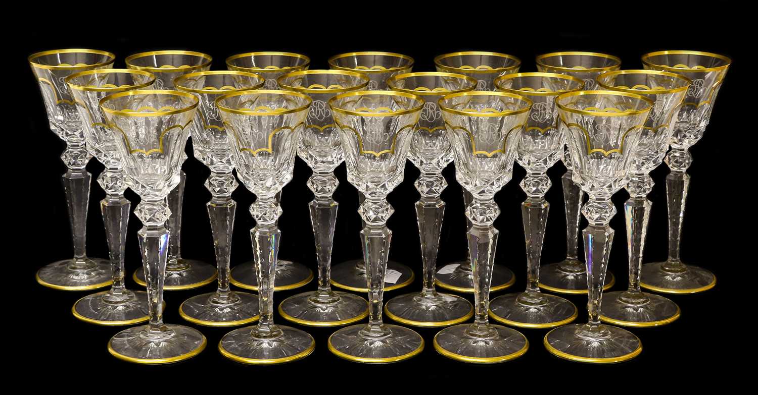 A Set of Eighteen Slightly Smaller White Wine Glasses, en suite20.5cm highFree from chips and