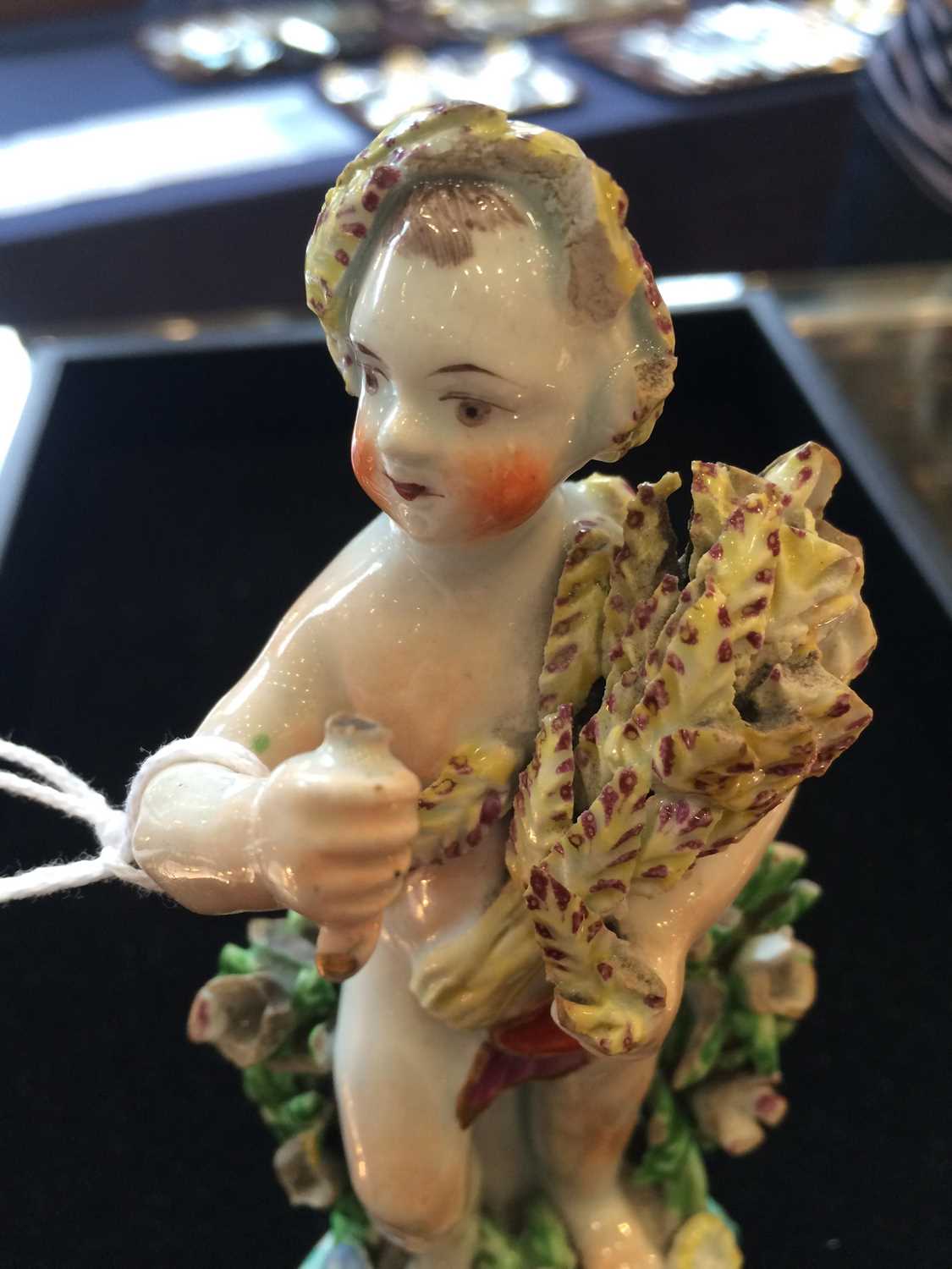 A Pair of Bow Porcelain Figures Allegorical of Spring and Autumn, 1765, each as a putto carrying a - Image 19 of 30