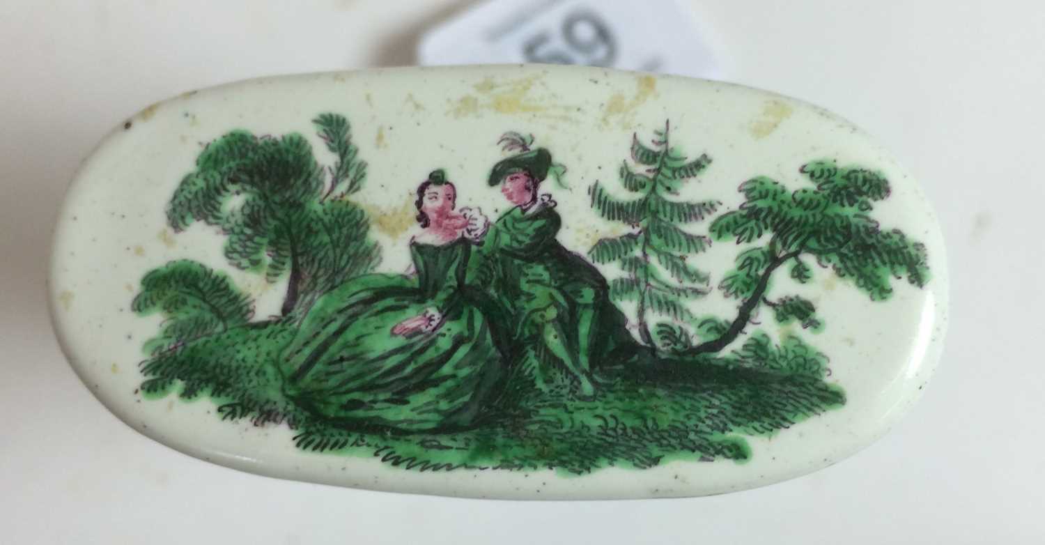 A South Staffordshire Enamel Etui, circa 1770, of rounded flared form, painted in green monochrome - Image 9 of 9
