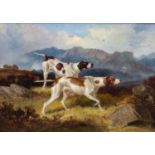 P* Herbert (19th century)Two pointers in a mountainous landscapeSigned and dated (18)76, oil on