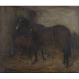 Robert L Alexander RSA, RSW (1840-1923) ScottishBay mare and foal standing in a stableSigned and