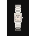 Cartier: A Lady's Stainless Steel Wristwatch signed Cartier, model: Tank Francaise, ref: 2384, circa