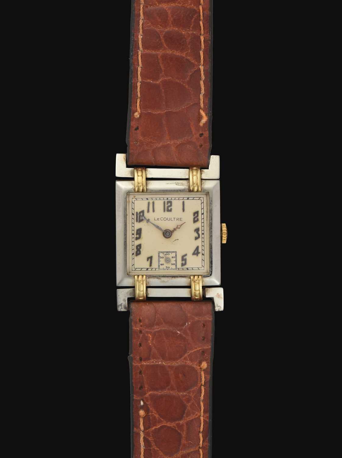 LeCoultre: A Lady's Art Deco 18 Carat Two Colour Gold Square Shaped Wristwatch signed LeCoultre, cir - Image 2 of 2