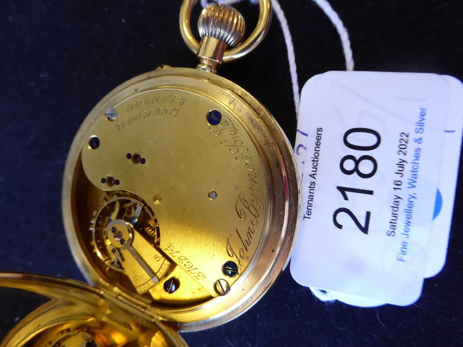 John Byrne & Son: An 18 Carat Gold Half Hunter Pocket Watch signed John Byrne & Son, Liverpool & Lon - Image 2 of 2