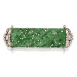 An Art Deco Jade and Diamond Brooch