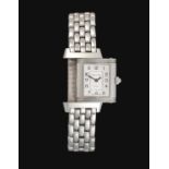 Jaeger LeCoultre: A Lady's Stainless Steel Diamond Set Reverso Wristwatch signed Jaeger LeCoultre, m