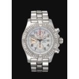 Breitling: A Stainless Steel Automatic Calendar Diamond Set Chronograph Wristwatch signed Breitling,