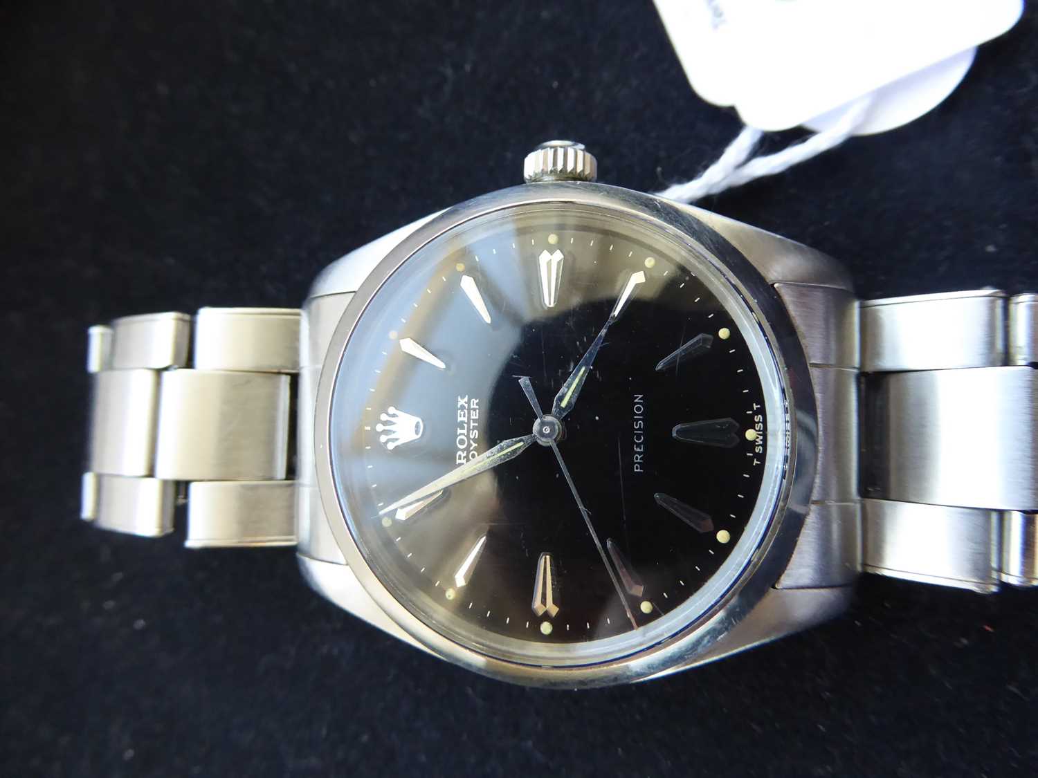 Rolex: A Stainless Steel Centre Seconds Wristwatch signed Rolex, model: Oyster Precision, ref: 6424, - Image 9 of 18