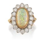 An Opal and Diamond Cluster Ring