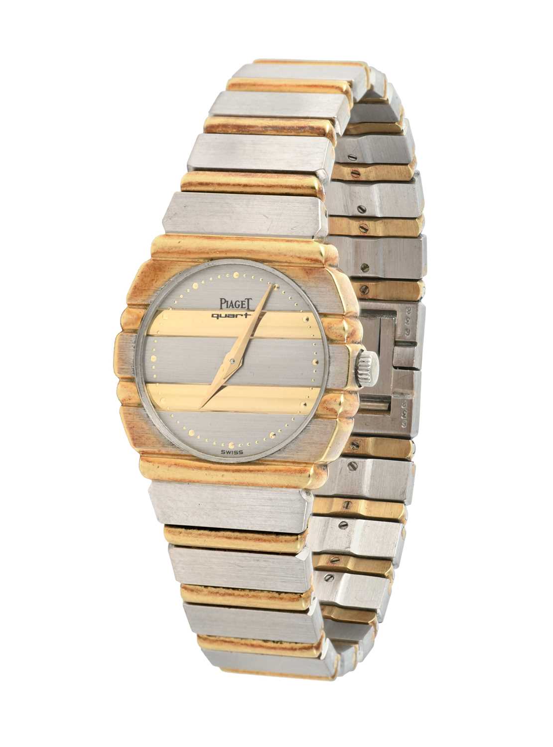 Piaget: A Lady's 18 Carat Yellow and White Gold Wristwatch signed Piaget, model: Polo, ref: 861C701,