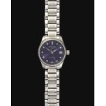 Longines: A Lady's Stainless Steel Automatic Calendar Centre Seconds Wristwatch signed Longines, mod