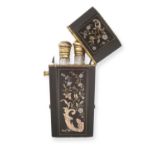 A Cased Pair of French Silver-Gilt Mounted Scent-Bottles The Mounts With French Mark for Small Artic