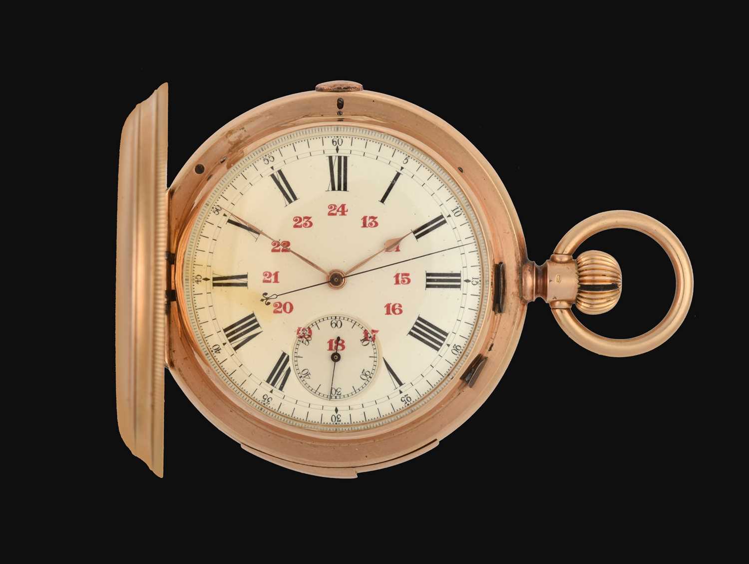 Charles Humbert Fils: An 18 Carat Gold Full Hunter Quarter Repeater Chronograph Pocket Watch signed