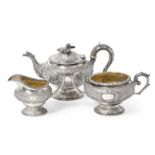 A Three-Piece George III Silver Tea-Service Maker's Mark IB, London, 1816, The Teapot Handle by Eme