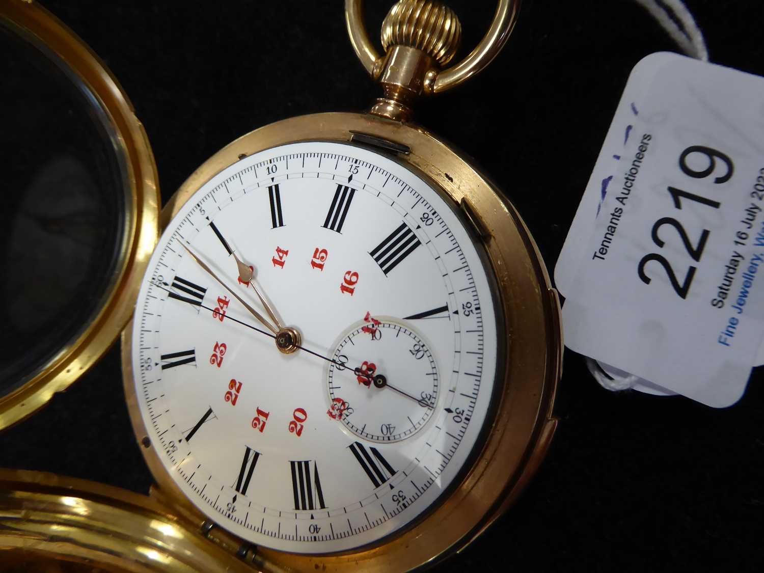 Charles Humbert Fils: An 18 Carat Gold Full Hunter Quarter Repeater Chronograph Pocket Watch signed - Image 9 of 10