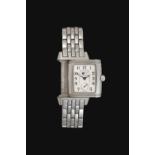 Jaeger LeCoultre: A Lady's Stainless Steel Night and Day Reverso Wristwatch signed Jaeger LeCoultre