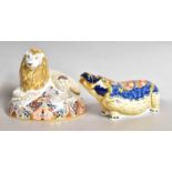 Two Royal Crown Derby paperweights, 'Hippopotamus', designed by John Ablitt, gold signature