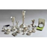 A collection of assorted silver, including: a small goblet; six various napkin-rings; a small Jersey