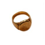 An 18 carat gold signet ring, finger size PGross weight 15.9 grams.