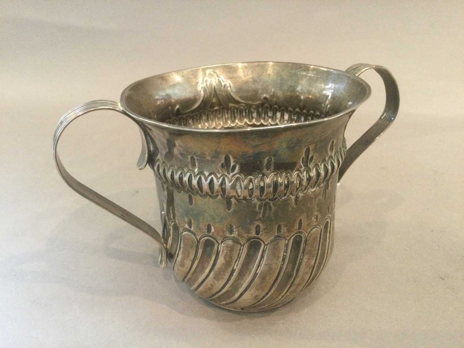 A George III Silver Porringer, Maker's Mark Poorly Struck, London, 1764, tapering cylindrical, the - Image 2 of 4