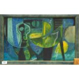 SS Dutta (b.1933) IndianAbstract composition in greenSigned and dated (19)69, oil on board, 33cm