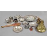 A Collection of Silver, Silver Plate and Other Items, including: a silver condiment-set; shell-