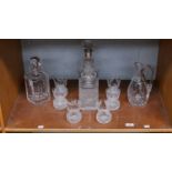 Edinburgh crystal thistle pattern decanter and six matching glasses; together with a cut glass