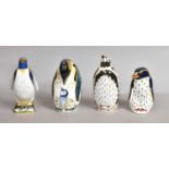 Four Royal Crown Derby penguin paperweights, 'Galapagos Penguin', Endangered Species Collection