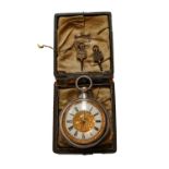 A silver pair cased verge pocket watch, dial signed, ''keep me clean and use me well''Movement is