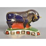 A Royal Crown Derby paperweight, 'Grecian Bull', gold stopper