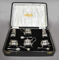 A Cased Elizabeth II Silver Condiment-Set, by William Suckling Ltd., Birmingham, 1956 and 1957, each