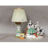 Assorted items, including: a Capodimonte figure group of a lady and gent, a Clarice Cliff crocus