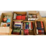 Six boxes of books including volumes on law and legal studies, some history reference and novels