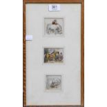 John Frederick Tayler (1802-1889) Three sketches (framed as one) Pencil and watercolour, 5cm by 6.