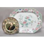 A large Spode peony decorated meat dish; a set of six Mason's potent ironstone dessert plates,