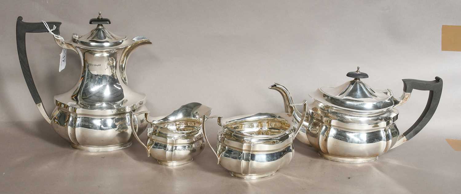 A Four-Piece George VI Siler Tea-Service, by E. Silver and Co., Sheffield, 1947, each piece baluster