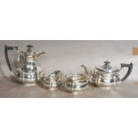 A Four-Piece George VI Siler Tea-Service, by E. Silver and Co., Sheffield, 1947, each piece baluster