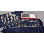 A Collection of Assorted Silver and Silver Plate, the silver including: a three-piece condiment-set;