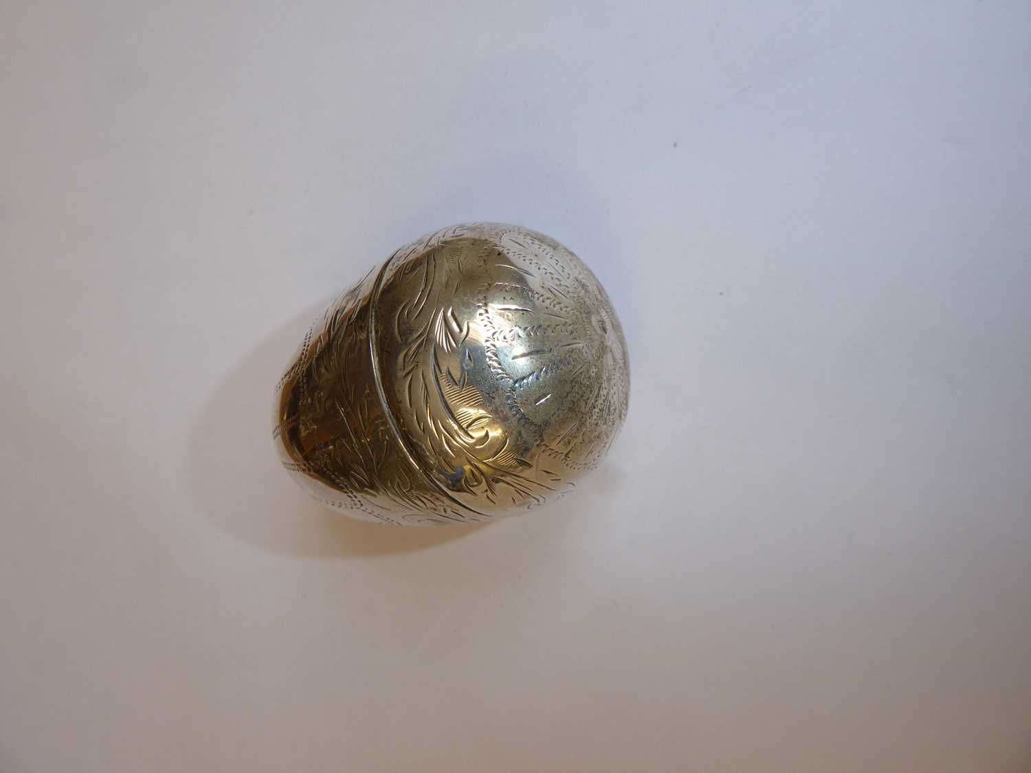 A George III Silver Nutmeg-Grater, Apparently Unmarked, Circa 1780 , ovoid and engraved with - Image 3 of 6