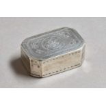 A George III Silver Snuff-Box, Maker's Mark JJ, London, 1796, oblong and with canted corners,