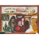 SS Dutta (b.1933) IndianAbstract composition Signed and dated (19)69, oil on board, 49cm by 59.5cm
