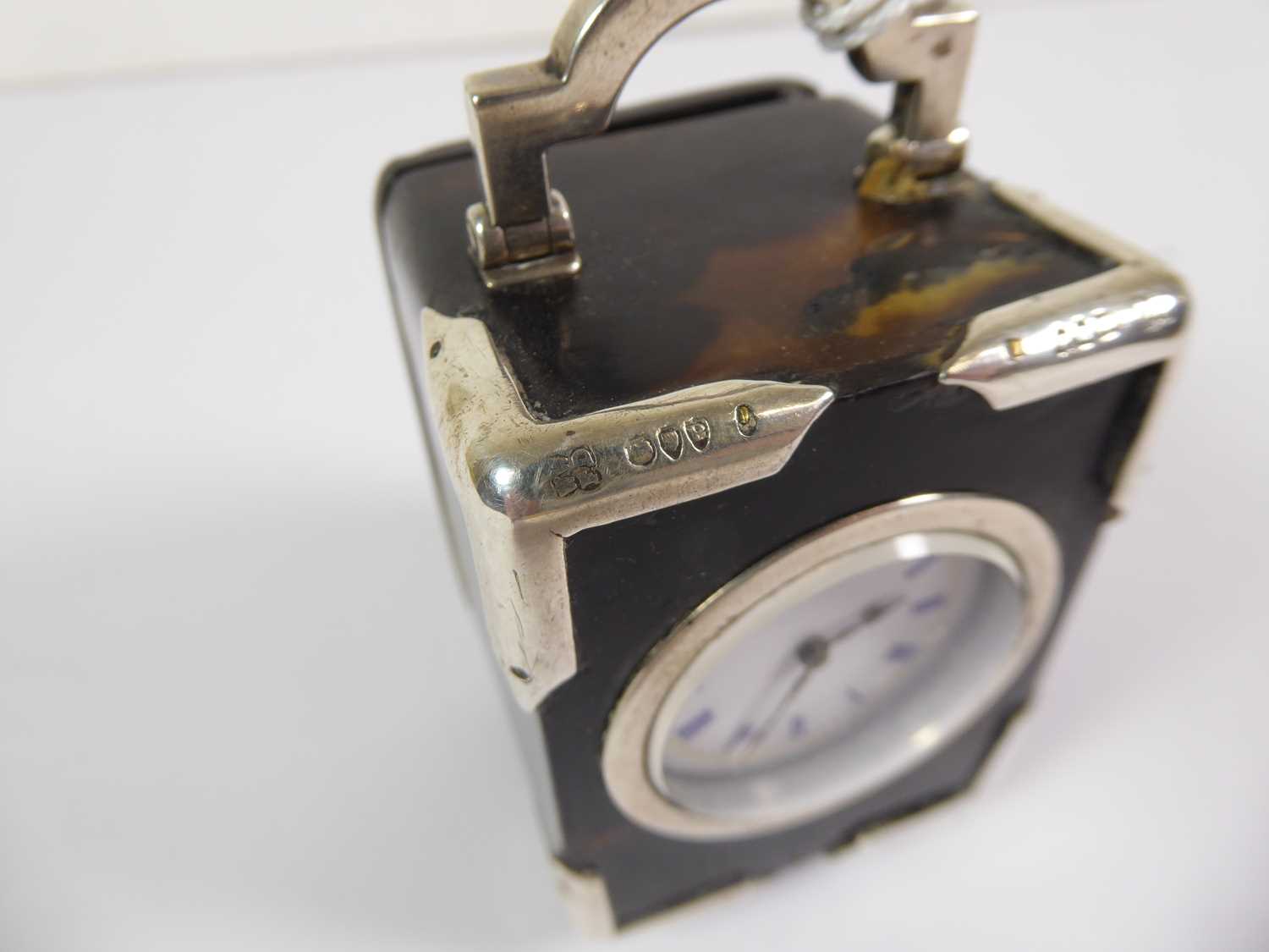 A Victorian and George V Silver-Mounted Tortoiseshell-Cased Timepiece, The Corner Mounts by - Image 8 of 9
