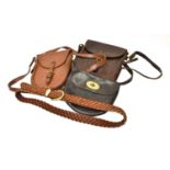 Mulberry Brown Croc Style Leather Shoulder Bag, with gilt metal hardware, faux buckle strap