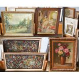 A quantity of pictures and prints, to include; hunting scenes after Lionel Edwards, a canvas print