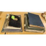 Assorted French albums of fabric and paper samples, comprising a blue fabric mounted album of