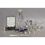 A Collection of Assorted Silver, including: a silver condiment-set, comprising: three salt-