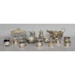 A Collection of Assorted Silver and Silver Plate, including: a cased dressing-table set; 8 various